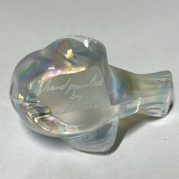 FENTON Signed Hand Painted opalescent Bird Flowers USA - Picture 5 of 6